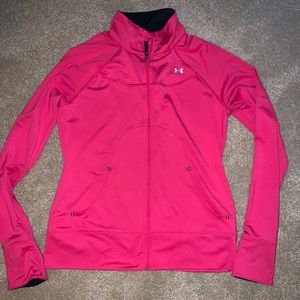 Pink under Armour zip up jacket medium